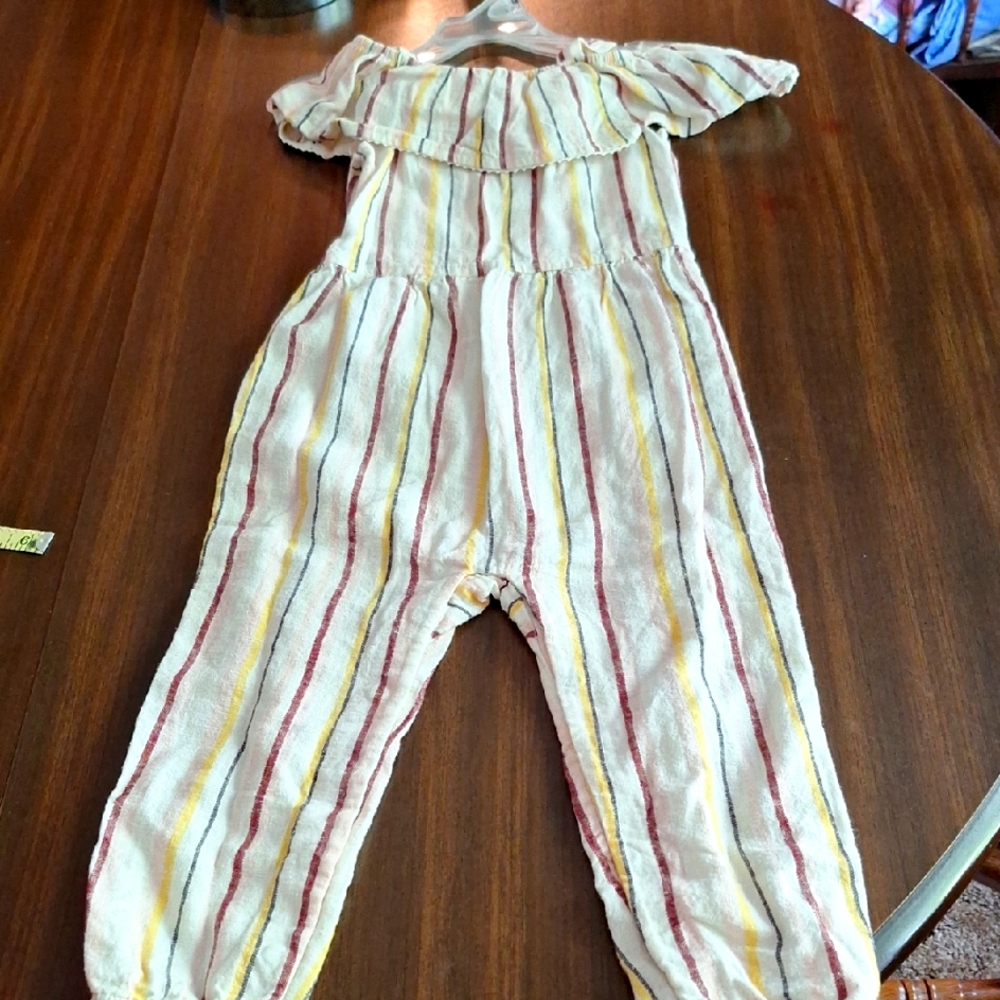 Carter's White and Yellow Striped Jumpsuit NWOT